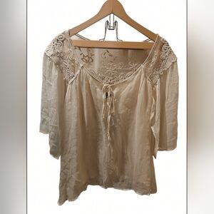 Isabella Rodriguez Cream Lace Blouse